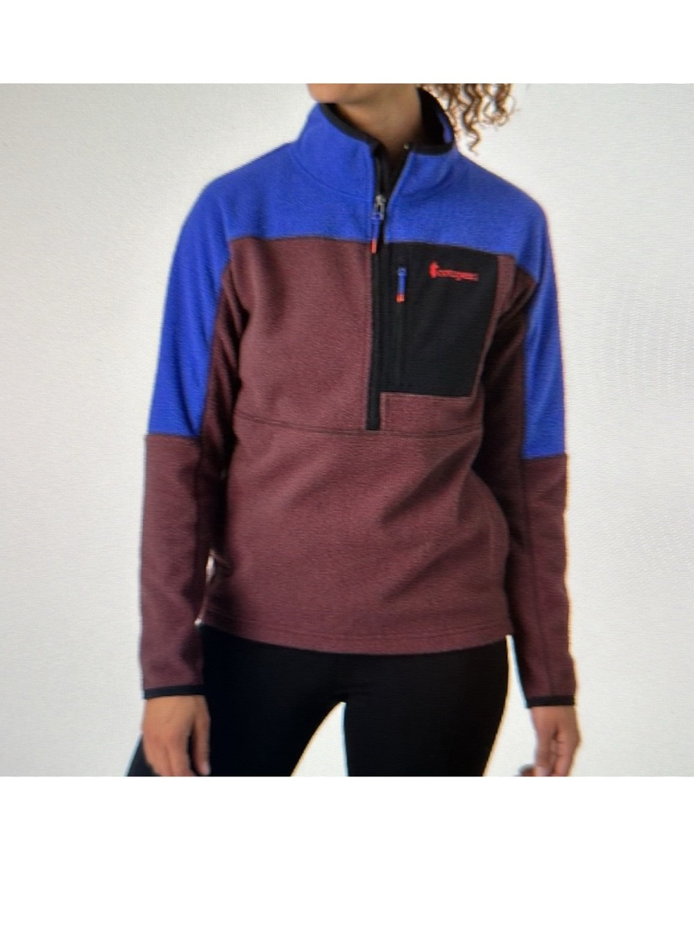 cotopaxi Two-Tone Teddy Fleece Pullover Jacket - Blue & Maroon